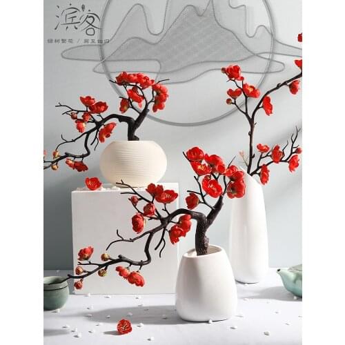 Living room study decoration Chinese style home bonsai simulation plum blossom peach blossom branch ornaments home decore