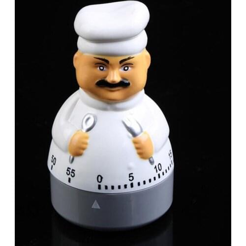 Chef Shape Kitchen Timer Creativity Mechanical Clockwork Spin Countdown Reminder Student Kid Cooking Baking Tool Accessories