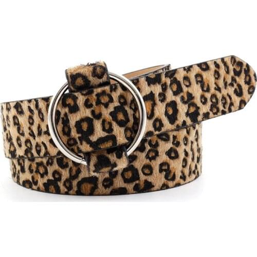 Vintage Women PU Leather Belt Decoration Belt Smooth Circle Buckle Snake Leopard PU Leather Belts