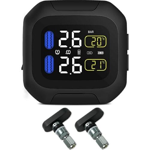 Waterproof Motorcycle TPMS Monitor Motorbike Tire Pressure Monitor System with 2 Sensor