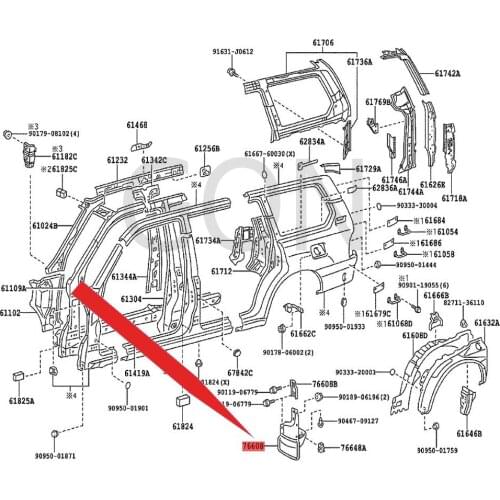 Left rear side panel mudguard sub-assembly 2010-Toy ota LAN DCR UIS ER rear mudguard LH rear wheel mudguard (LH)