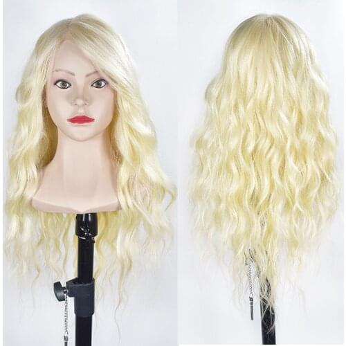 Female 70cm Hair Training Head With Shoulders Blonde Hair Nice Face Hairstyles Dummy Doll Mannequin Head For Hairdresser