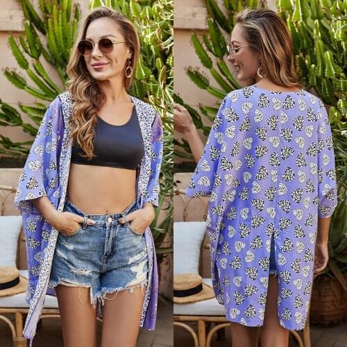 Womens Sexy Bikini Cover Up Summer Swimsuit Cover Girls Leopard Floral Print Lace-Up Bathing Suit Sun-Proof Womens Swimwear