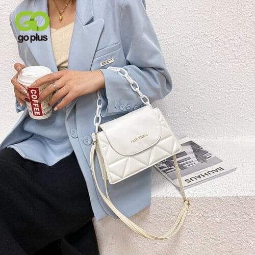 GOPLUS Women‘s bag 2021 Simple shoulder cross-body Bag Sterling Chain Small Square Bag