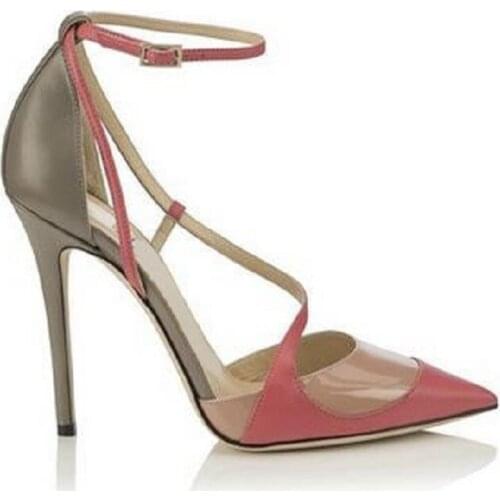 Spring and summer new pointed Roman cross straps color matching stiletto sandals banquet dress large size custom womens shoes