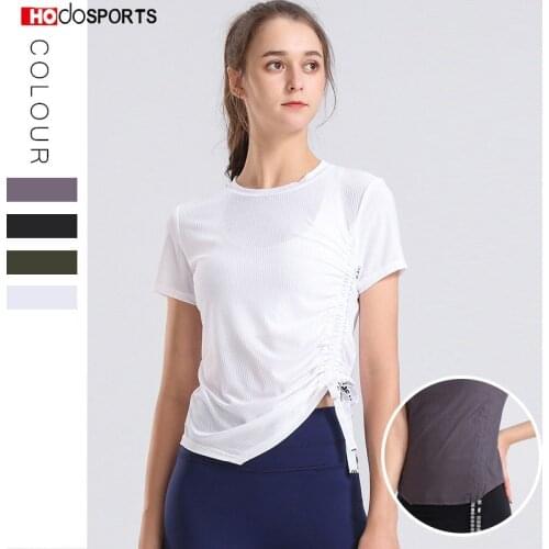 Women Sports T-shirts High Elastic Solid Color Gym Yoga Top Breathable Running Tops Quick Dry Gym Shirt Gym Cross Workout Top