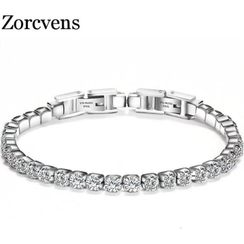 Modyle CZ Stone Stainless Steel Bracelet Zircon Bracelet Bangle Chains Crystal Silver Color Bracelets For Women Female Jewelry
