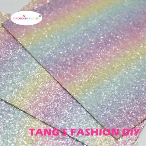 10pcs--20x22cm High Quality Chunky Glitter Light Color Rainbow Leather/Synthetic Leather/Faux Leather