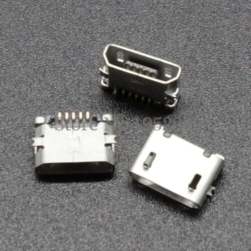 10PCS Micro USB Connector 5 Pins B Type Female Socket SMT 180 Degree no Brim for Mobile Phone MP3 MP4 Charge Port