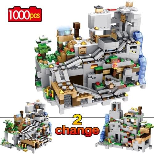 1000pcs my world Mountain cave animal alex building blocks Compatible Minecraft-MyWorld 15 Mini Figures Toys for children