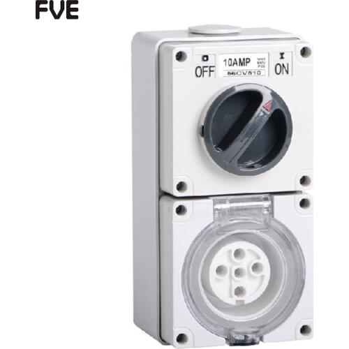*10A three phase 5 round pin combination switch with socket 56CV510