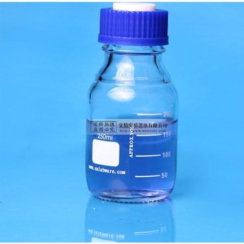 250ml Liquid Phase Pipeline Flow Reagent Bottle Liquid Phase HPLC Reagent Bottle Waste Bottle GL45 Blue Cap Liquid Phase Pipelin