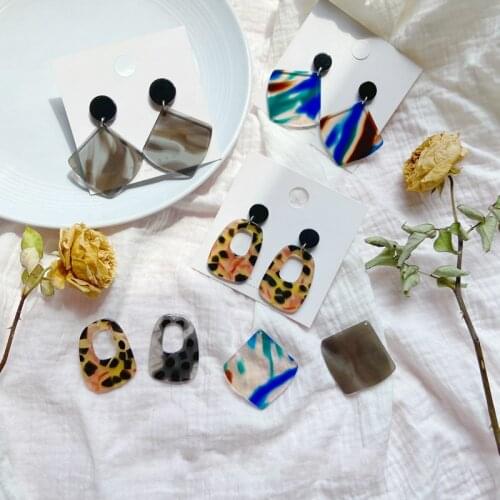 DIY personalized earrings accessories homemade acetate leopard earrings accessories hand-made jewelry materials 4pcs