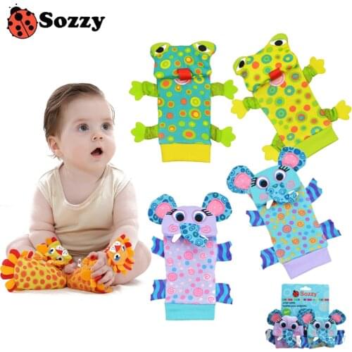 4pcs/lot Hot Sozzy Baby Toys Garden Bug Wrist Rattle and Foot Socks 4 style(2 wrist rattles 2 socks)