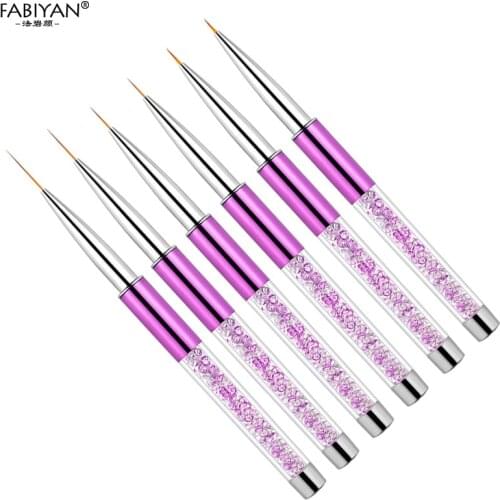 5/7/9/11/15/20mm Nail Art Liner Brushes Painting Flower French Stripes Line Grid UV Gel Pen Crystal Rhinestone Acrylic Tools