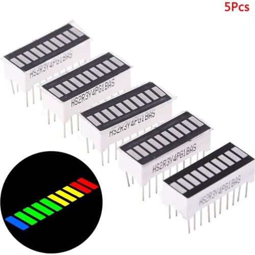 5PCS LED Display Module 10 Segment Color Bargraph Light Display Module Bar Graph Ultra Bright Red Yellow Green Blue