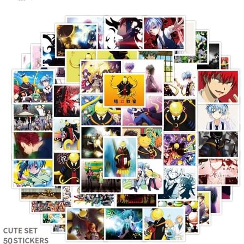 52pcs/set Japanese Anime Assassination Classroom Stickers Waterproof Stickers For Skateboard Laptop Luggage Guitar Bike Letter