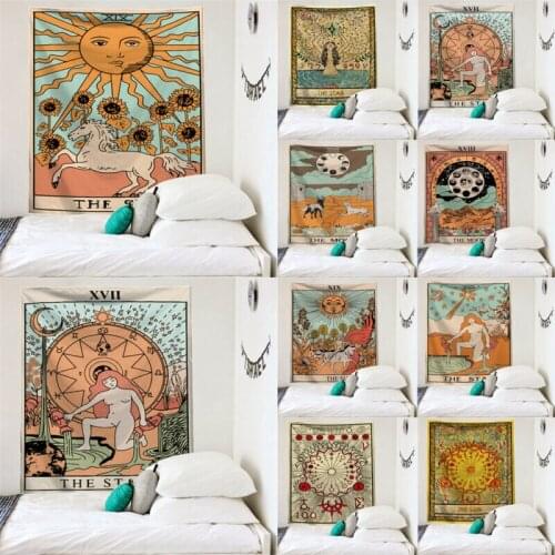 95x73cm Tarot Tapestry Sun Divination Wall Hanging Mysterious Art Home Wall Decor Decoration