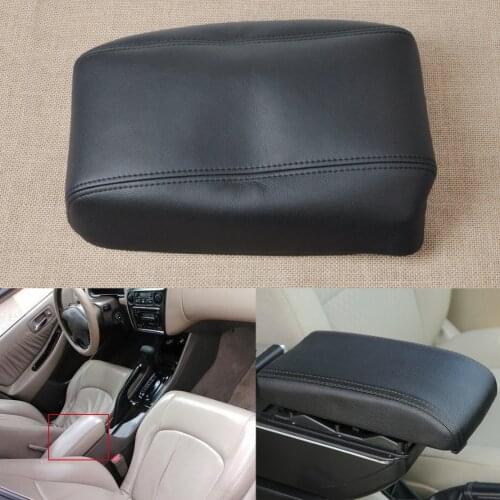 CITALL Black Leather Front Console Lid Armrest Cover for Honda Accord DIY Decoration 1998 1999 2000 2001 2002