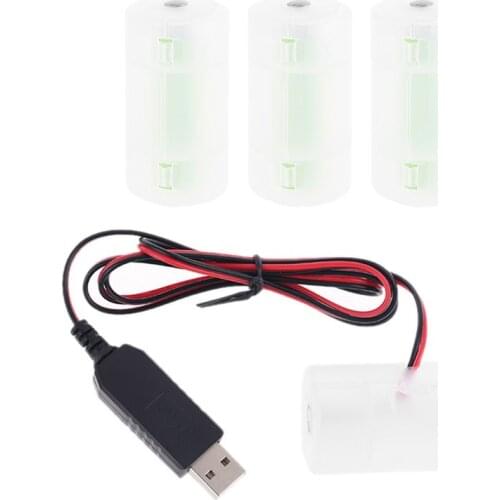 D Battery Eliminator USB Power Supply Cable Can Replace 1 to 4pcs LR20 D Battery 95AF