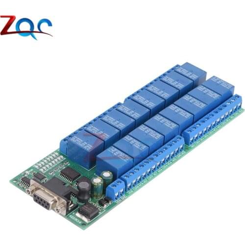 DC 12V R223C16 16 Channel Relay Board RS232 DB9 Female Interface Serial Port Module for Arduino