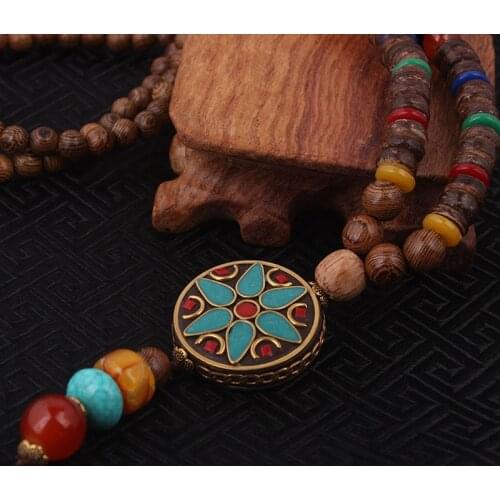 Fashion evade enamell ethnic necklace,church star vintage plate Nepal jewelry,handmade sanwood bodhi beads vintage necklace