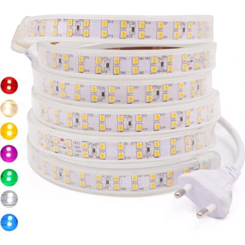 EU UK 220V 204V 180Leds/m 2835 LED Strip IP67 Waterproof Outdoor Garden Decoration Flexible Tape Ribbon LED Lights Lamp