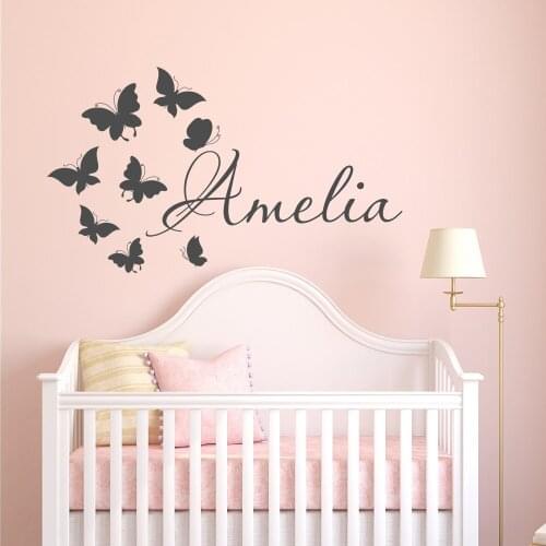 Beautiful Flying Butterflies Personalzied Name Wall StickerS Girls Bedroom Custom name Decor Vinyl Nursery Interior Decor W-374
