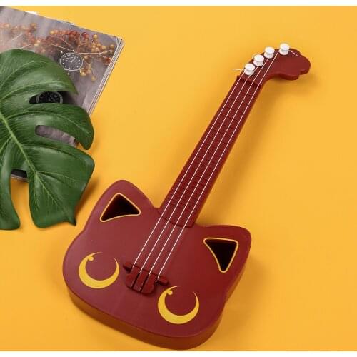 Kid Ukulele Toy Cat Shape Sweet Tone Good Sustain Effect Educational Musical Instrument