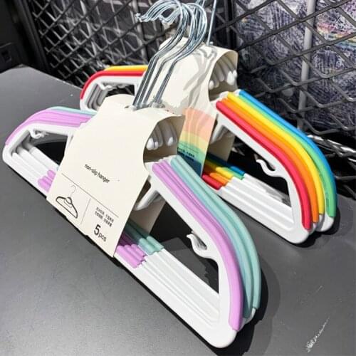 Mini Hangers Children Adult Durable Silicone Kids Clothes Shelf Rainbow Baby Drying Rack No Trace Non-slip Hanger Clothes Stand