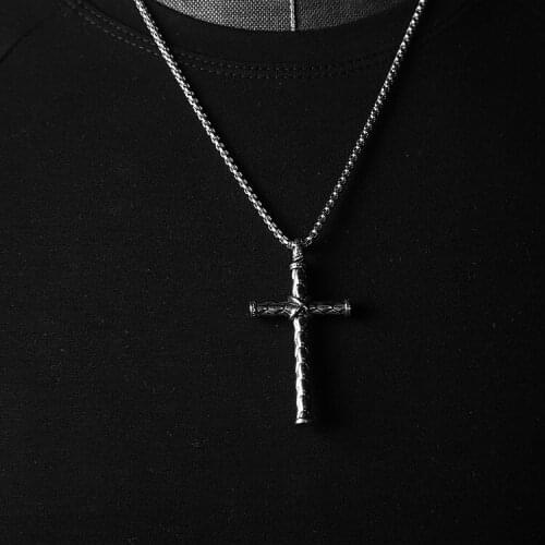 Fashion Trendy Stainless Steel Simple Little Cross Pendant Necklace For men or women jewelry