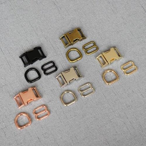 20 Set 15mm 20mm 25mm 32mm Metal Adjust Buckle D Ring/Three-Piece DIY Dog Collar Accessory High Quality Plated 7 Colour