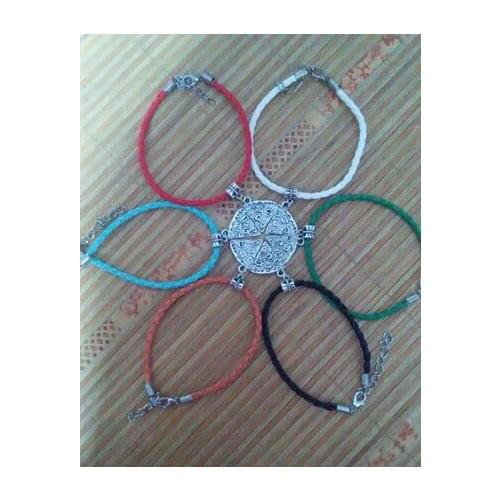 New Fast shipping Pizza Charms Bracelets Color Mixing Woven Leather Rope Bracelets For Women DIY 30 pcs B267