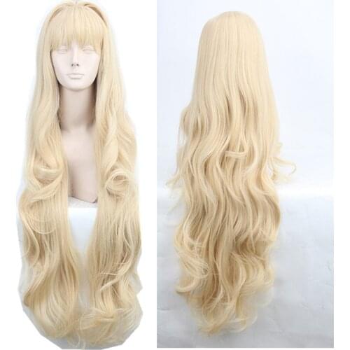 Volcaloid3 SEEU Wig 100cm Light Blonde Curly Wavy Long Heat Resistant Synthetic Hair Cosplay Costume Wigs + Wig Cap