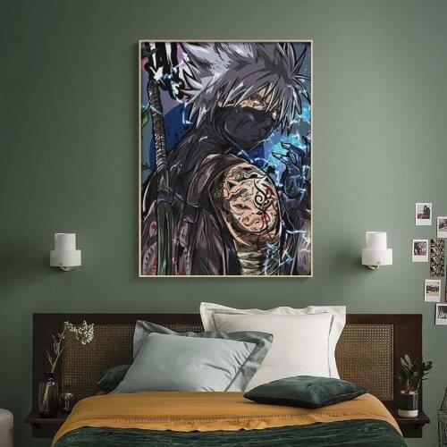 Fashion Design Anime Naruto Poster Kakashi Canvas Painting Mural Living Room Bedroom Wall Picture Home Decoration