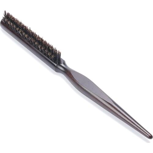 1PCs Wood Handle Natural Boar Bristle Hair Brush Professional Comb Hair Brushes Hairdressing Supplies Slim Line Styling Tools