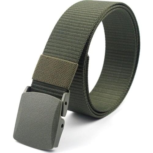 2019 Military Men Belts Army Belts Adjustable Belt Men Outdoor Travel Tactical Waist Belt with Plastic Buckle for Pants 120cm