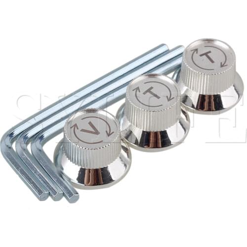 Silver 1V2T Electric Guitar Volume Control Knobs with Wrenches Set of 3