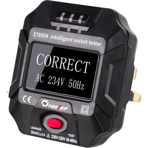 Smart Socket Tester Pro Voltage Test RCD Socket Detector 30mA UK Plug Ground Zero Line Wire Guage Polarity Phase Check Indicator