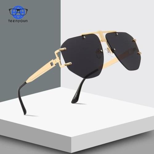 TEENYOUN 2021 Luxury Brand Metal Square Sunglasses for Women Man Steampunk Polygon Sun Glasses Female UV400 Eyewears Oculos