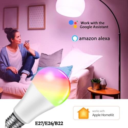 WiFi Smart Led Light Bulb E27/E26/B22 RGB+CW 9W Energy Saving Dimming LED Lamp For Home Work With Alexa Google Home Homekit