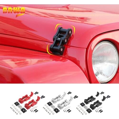 BAWA Aluminum alloy Car Exterior Lock Hood Latch Catch Decoration Engine Cover Accessories for Jeep Wrangler JK 2007-2017