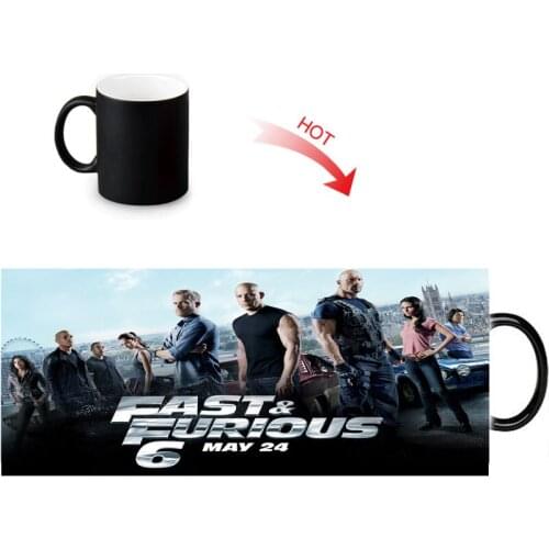 Fast and Furious Magic Mug Heat Color Change Tea Milk Water Cup Ceramic Custom Coffee Mugs Birthday Gifts 350ml