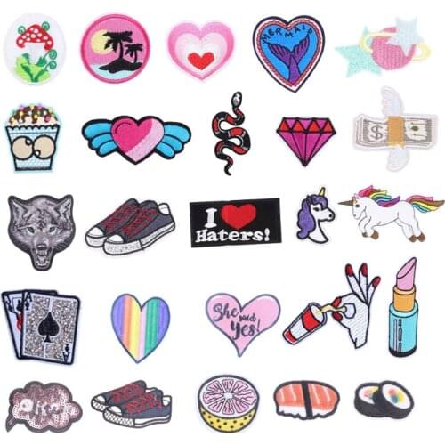 Foods Embroidered Iron On Patches Creative Badges Motorcycle Parches For Clothing Backpack DIY Stripes Clothes Stickers F