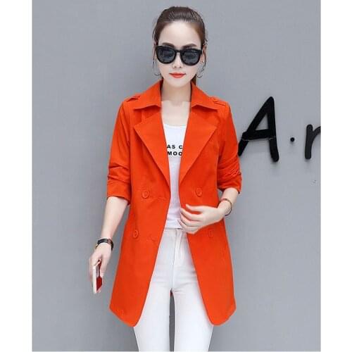 2019 spring autumn new Korean version of the long windbreaker female decoration body waist wild fashion thin blazer A440