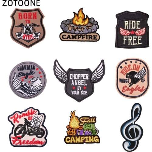 ZOTOONE Letters Patch Iron on Eagle Motorcycle Stickers for Clothes Jcaket DIY Badge Applique Embroidery Sew on Note Patches E