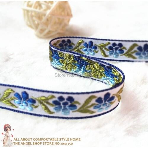 1/2"12mm 20yards Zakka Handmade Accessories Woven Jacquard Ribbon Flower Pattern Free Shipping wholesale