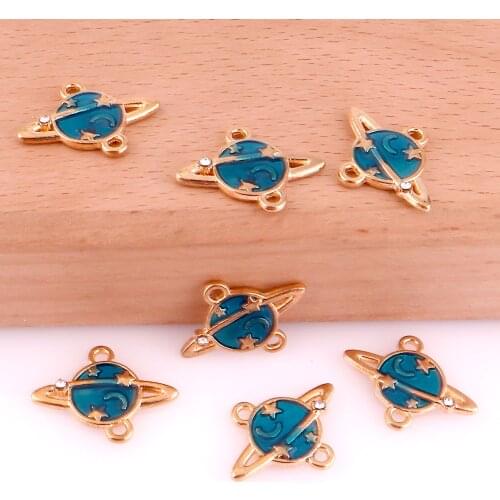 15Pcs/lot Drop Oil Planet Charms Finding Universe Star Pendant DIY Necklaces Jewelry Making