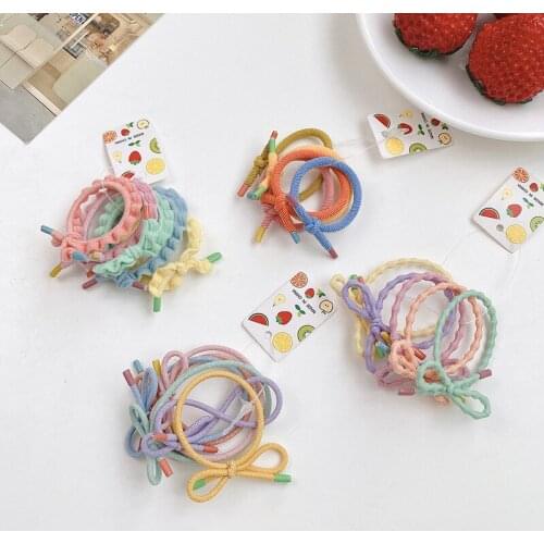 5 Pcs/Set Children Cute Colors Solid Elastic Hair Bands Baby Girls Lovely Soft Scrunchies Rubber Bands Kids Hair Accessories
