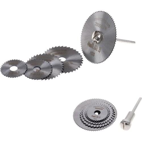 6pc/set Wood Cutting Saw High Speed Steel HSS Carving Tool Saw Blade Circular Rotary Blade Wheel Discs Mandrel For Tools